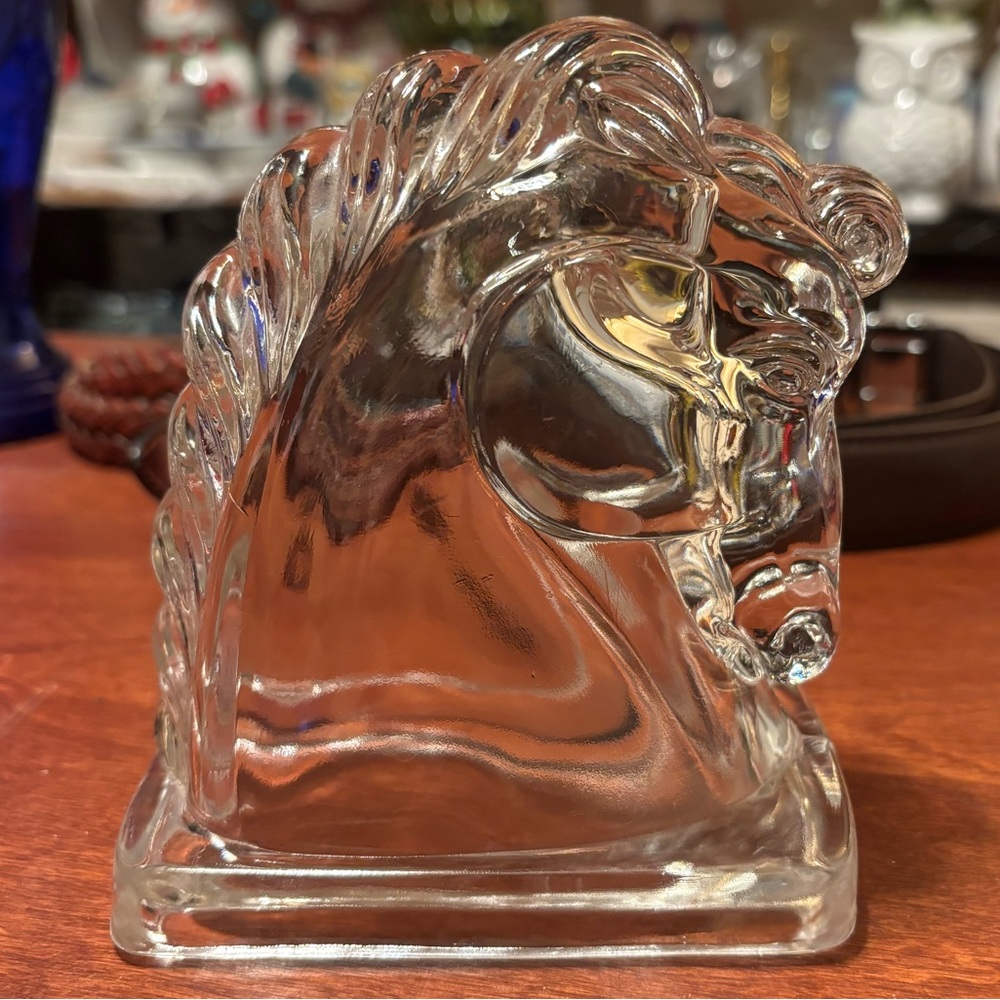 Federal Glass Handblown Glass Horse Head Bookend